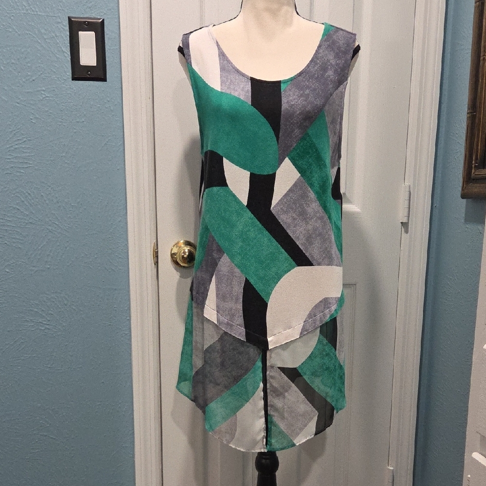 Alfani Abstract Geometric Sleeveless Dress / Tunic Size Large